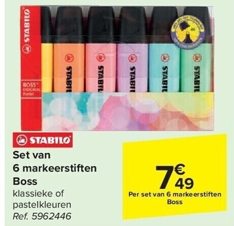 Carrefour Set van 6 markeerstiften boss aanbieding