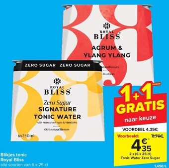 Carrefour Blikjes tonic royal bliss aanbieding