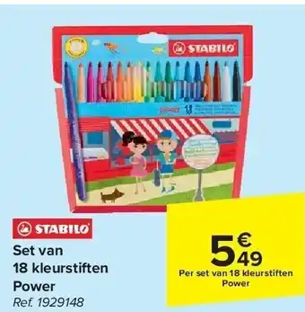 Carrefour Set van 18 kleurstiften power aanbieding