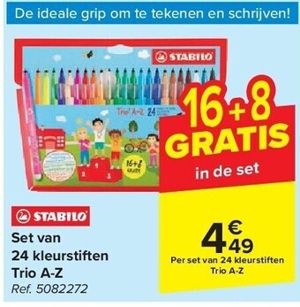 Carrefour Set van 24 kleurstiften trio a-z aanbieding