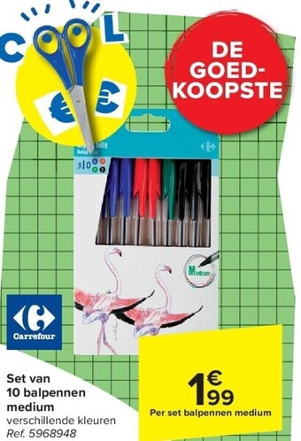 Set van 10 balpennen medium