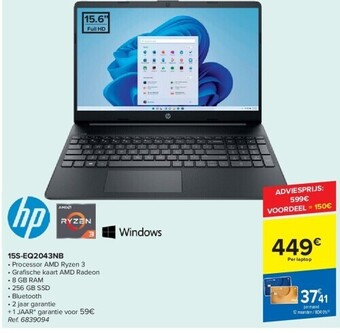 Carrefour Hp 15s-eq2043nb aanbieding