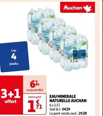 Auchan EAU MINERALE NATURELLE AUCHAN 6x1.51 aanbieding
