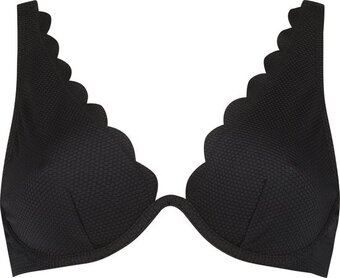 Bol.com Hunkemöller dames badmode niet-voorgevormde beugel bikinitop scallop - zwart - maat f75 aanbieding