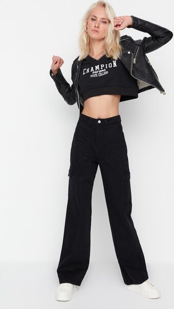 Bol.com Trendyol vrouwen hoge taille breed been jeans aanbieding