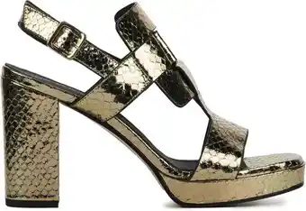 Bol.com Lina locchi sandalen dames / damesschoenen - leer - slangenprint - plateauhak hoogte 8 cm - l1116 - goud - maat 38 aanbieding