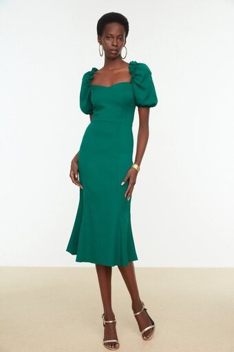 Bol.com Trendyol vrouwen ballon mouw lieve schat bodycon jurk aanbieding