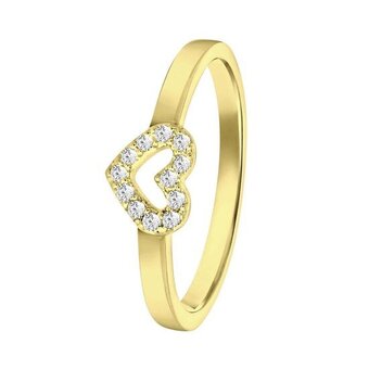 Bol.com Lucardi meisjes kinder ring met plating - hart - zirkonia - cadeau - echt zilver - goudkleurig aanbieding