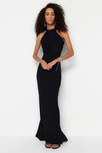 Bol.com Trendyol standaard mouw halternek verschuiving avond- & galajurk aanbieding