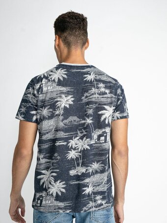 Bol.com Petrol industries - heren all-over print t-shirt - blauw - maat l aanbieding