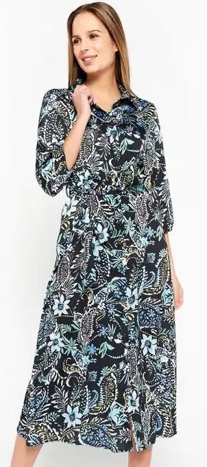 Lolaliza satijnen hemdjurk met paisleyprint - black - maat 38