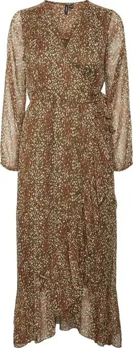 Bol.com Vero moda vmlinnea ls long wrap dress wvn ga lcs dames jurk - maat s aanbieding