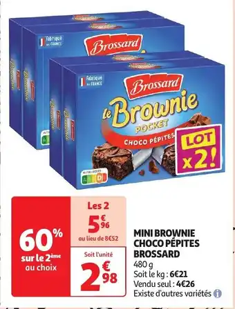 Auchan MINI BROWNIE CHOCO PÉPITES BROSSARD 480 g aanbieding