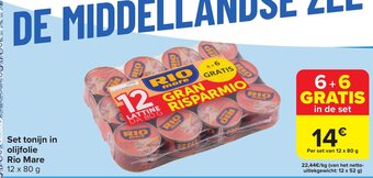 Carrefour Market Set tonijn in olijfolie Rio Mare 12 x 80 g aanbieding