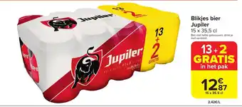 Carrefour Market Blikjes bier Jupiler 15 x 33,3 cl aanbieding