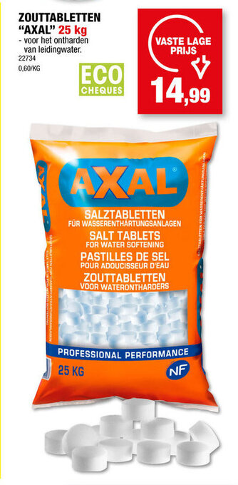 Hubo ZOUTTABLETTEN "AXAL" 25 kg aanbieding