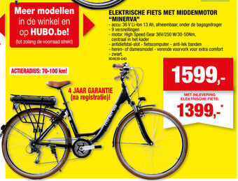 Hubo ELEKTRISCHE FIETS MET MIDDENMOTOR "MINERVA" aanbieding