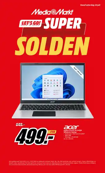 MediaMarkt Aspire 3 A315-58-54QW Windows-laptop aanbieding