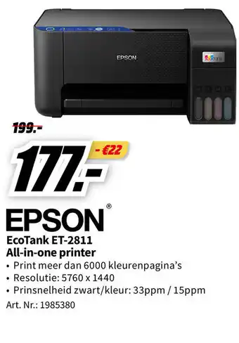 MediaMarkt EcoTank ET-2811 All-in-one printer aanbieding