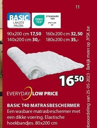 Jysk Basic t40 matrasbeschermer aanbieding
