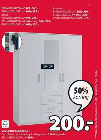 Jysk Vellerup kleerkast aanbieding