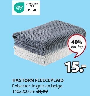 Jysk Hagtorn fleeceplaid aanbieding