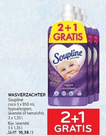 Alvo Wasverzachter Soupline coco 3 x 950 ml, hypoallergeen, lavendel of hemelsfris aanbieding