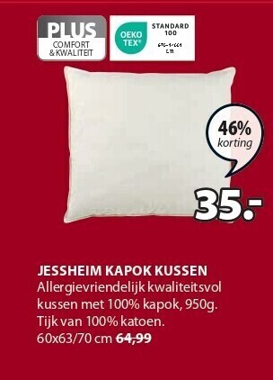 Jysk Jessheim kapok kussen aanbieding