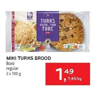 Alvo Mini turks brood Boni regular 2 x 100 g aanbieding