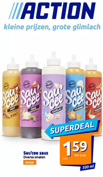 Action Sau'cee saus 500ml aanbieding