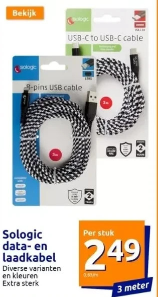 Action Sologic data- en laadkabel aanbieding
