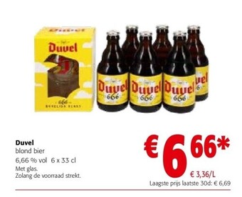 Colruyt Duvel blond bier 6,66 % vol 6 x 33 cl aanbieding