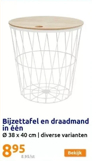 Action Bijzettafel en draadmand in één aanbieding