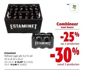 Colruyt Estaminet refined lager pils 5,2 % vol 33 cl of 24 x 25 cl aanbieding