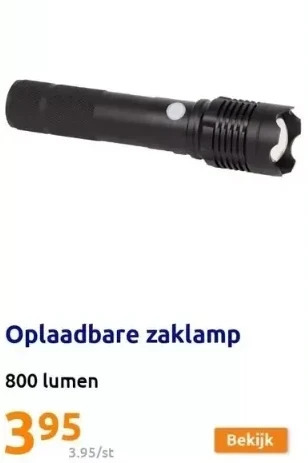 Action Oplaadbare zaklamp aanbieding