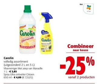 Colruyt Carolin vloerreiniger met zeep van marseille 1 l aanbieding