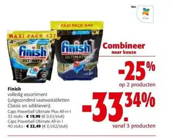 Colruyt Finish caps powerball ultimate plus all-in-1 33 stuks aanbieding