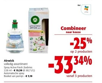 Colruyt Airwick spray active fresh zeebries 228 ml aanbieding