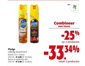 Colruyt Pledge wood 5-in-1 classic 250 ml aanbieding