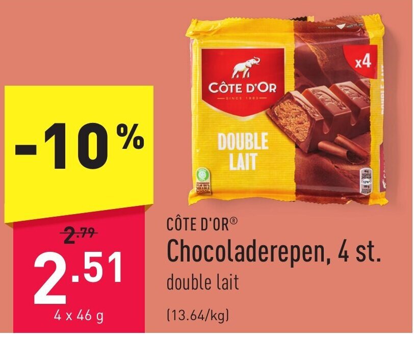 CÔTE D'OR Chocoladerepen promotie bij ALDI