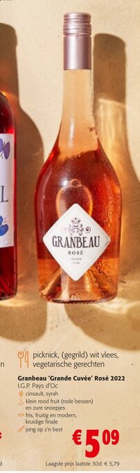 Colruyt Granbeau 'Grande Cuvée' Rosé 2022 aanbieding