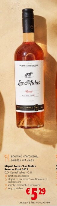 Colruyt Miguel Torres 'Las Mulas' Reserva Rosé 2022 aanbieding