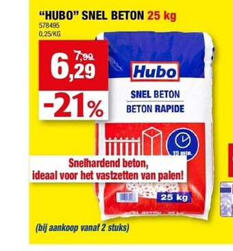 Hubo “hubo” snel beton 25 kg aanbieding