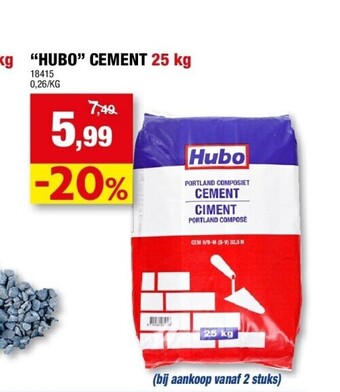 Hubo “hubo” cement 25 kg aanbieding