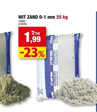 Hubo Wit zand 0-1 mm 25 kg aanbieding