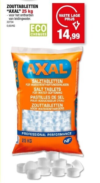 Hubo Zouttabletten “axal” 25 kg aanbieding