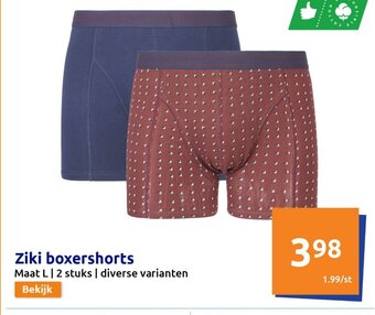 Action Ziki boxershorts maat L aanbieding