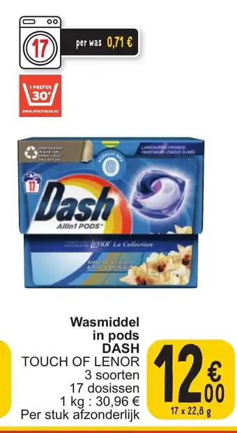 Cora Wasmiddel in pods DASH 17 x 22,8g aanbieding