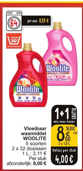 Cora Vloeibaar wasmiddel WOOLITE aanbieding