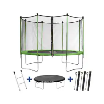 Decathlon Trampoline yoopi - ø 4,25 m - met net + ladder + deksel + verankeringsset aanbieding